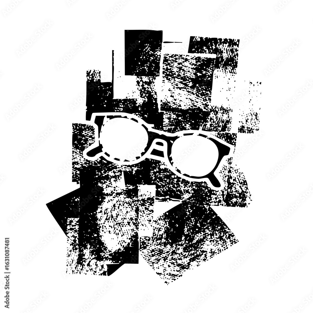 Poster vector stylized spectacles with abstract geometric shapes.