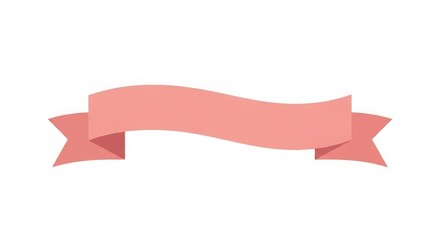 Simple flat design coral ribbon banner for text and decoration