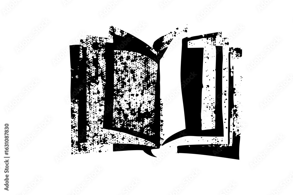 Poster vector abstract open book with distressed texture.