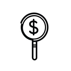 Outline of Dollar Symbol Under Magnifying Glass on Transparent Background