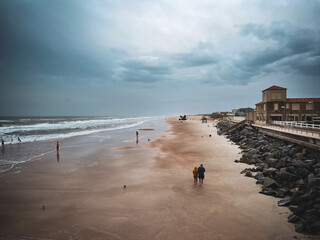 walking on the beach