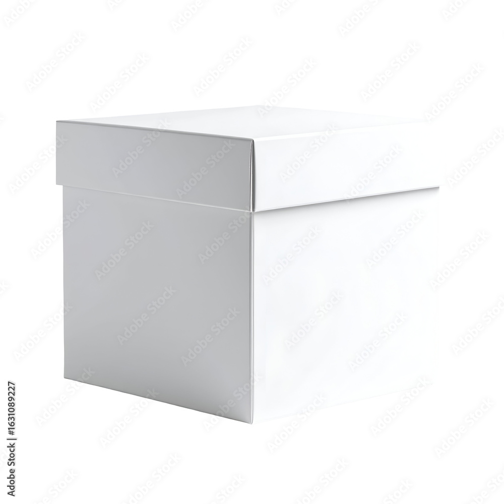 Poster white square box with lid blank template for product packaging presentation or mystery concept clean