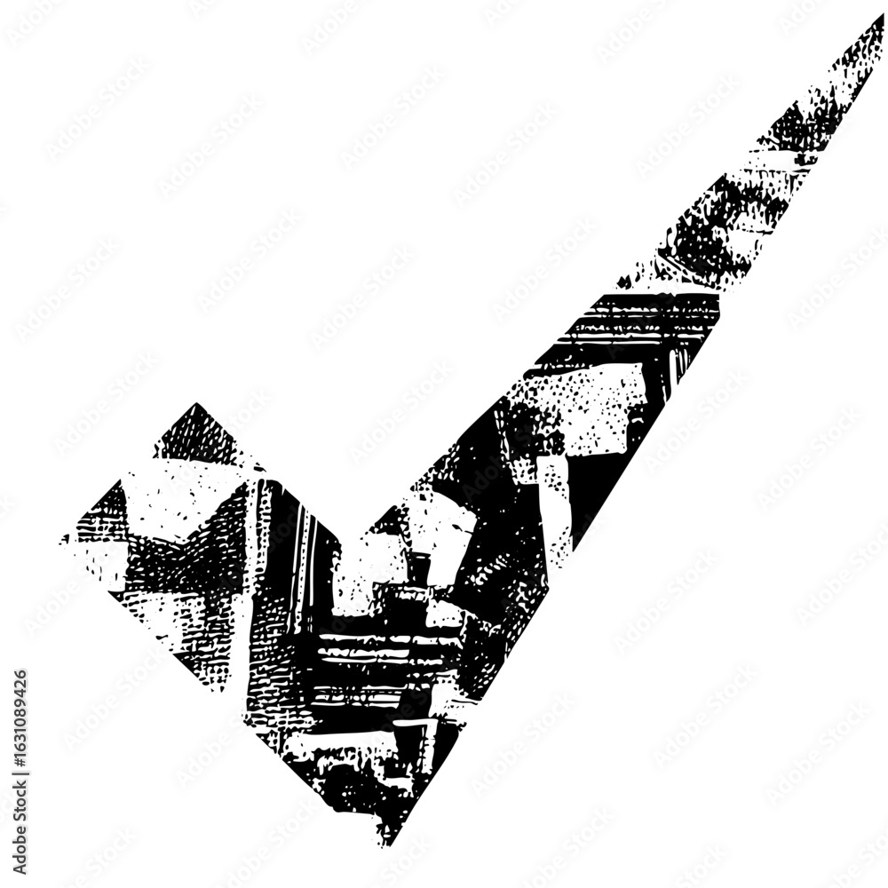Poster vector abstract checkmark with distressed texture.