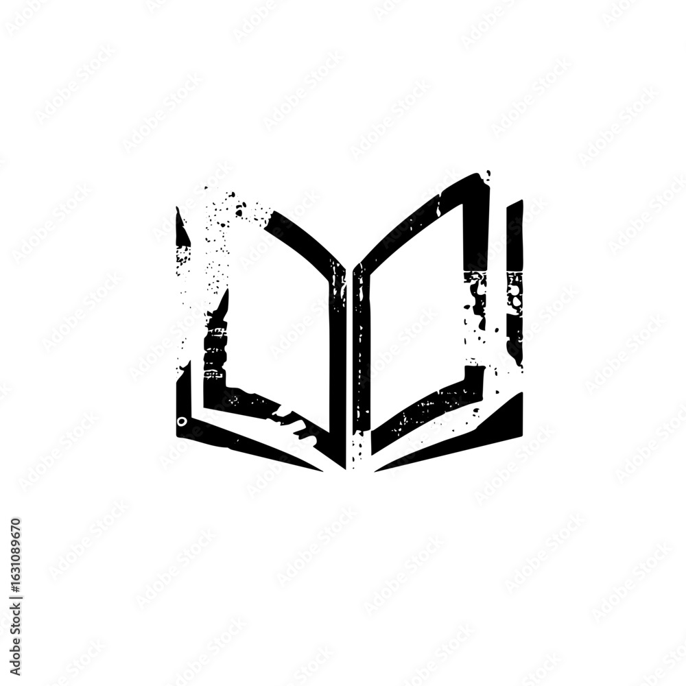 Poster vector abstract open book with distressed texture.