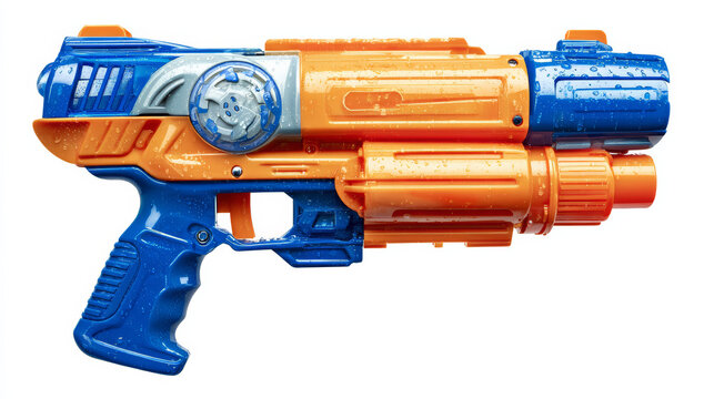Isolated Orange and Blue Super Soaker Water Gunon white background
