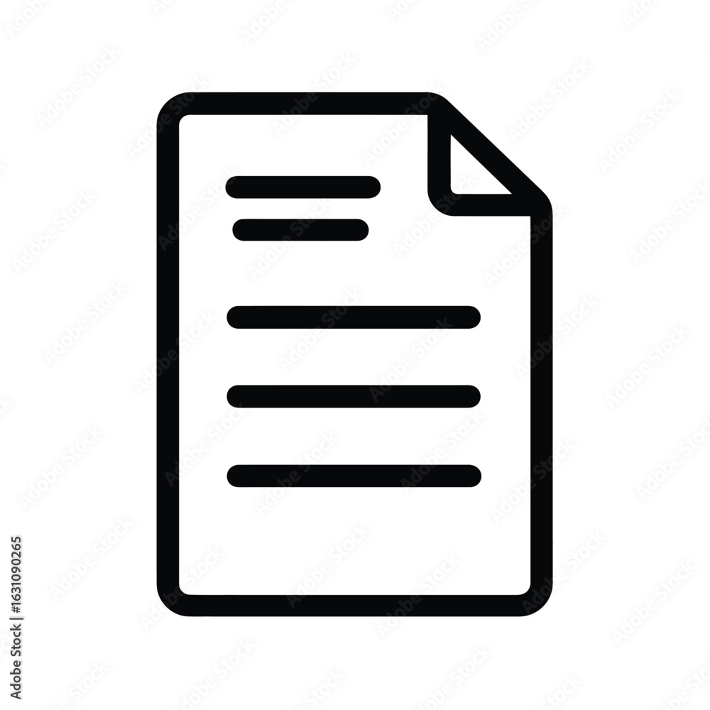 Poster paper outline icon with folded corner on transparent background design