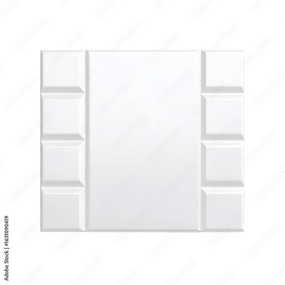 Poster clean minimalist white rectangular display panel with subtle vertical lines on a clear background mo