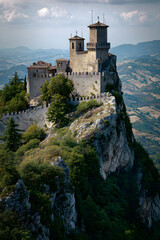Majestic Hilltop Castle Overlooking Scenic Views, a Marvel of Architecture and History, Inspiring Wonder