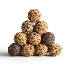 Obraz premium Stacked Granola Bars with Almonds & Dried Fruit Rustic Snack for Nature’s Fuel, Wholesome Pantry Earthy Texture-Inspired Themes