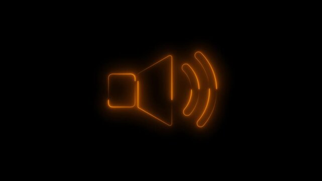 Animation of glowing neon Audio Speakers Icon , Sound System, Music sound system icon .Megaphone Icon animation .