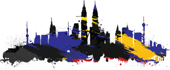 watercolor vector graphic illustration of Malaysia flag
