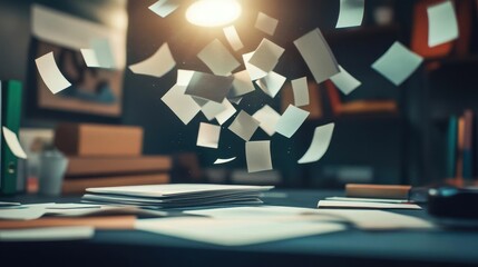 Chaos in the Office Flying Papers