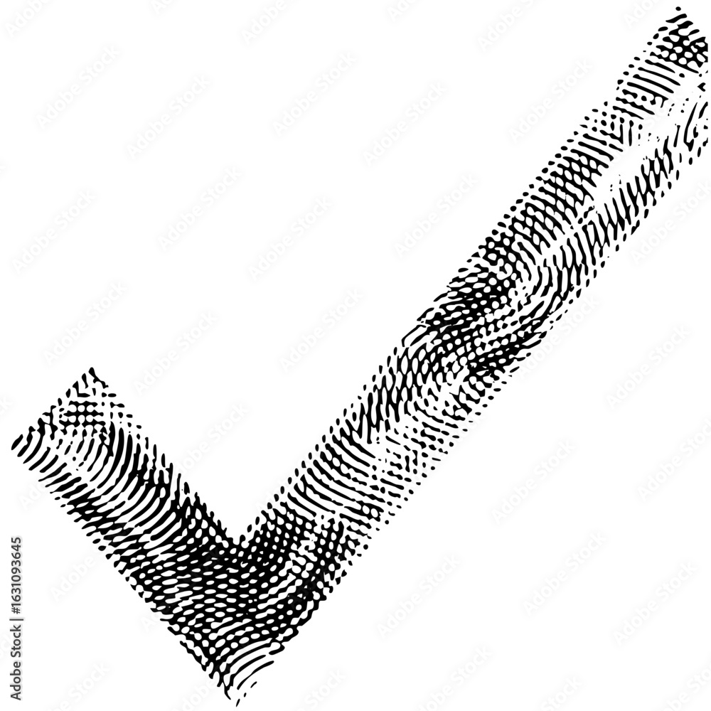 Poster Vector Fingerprint checkmark conveys security and validation.