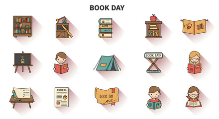 Collection of blue and white digital icons, depicting online learning and technology.