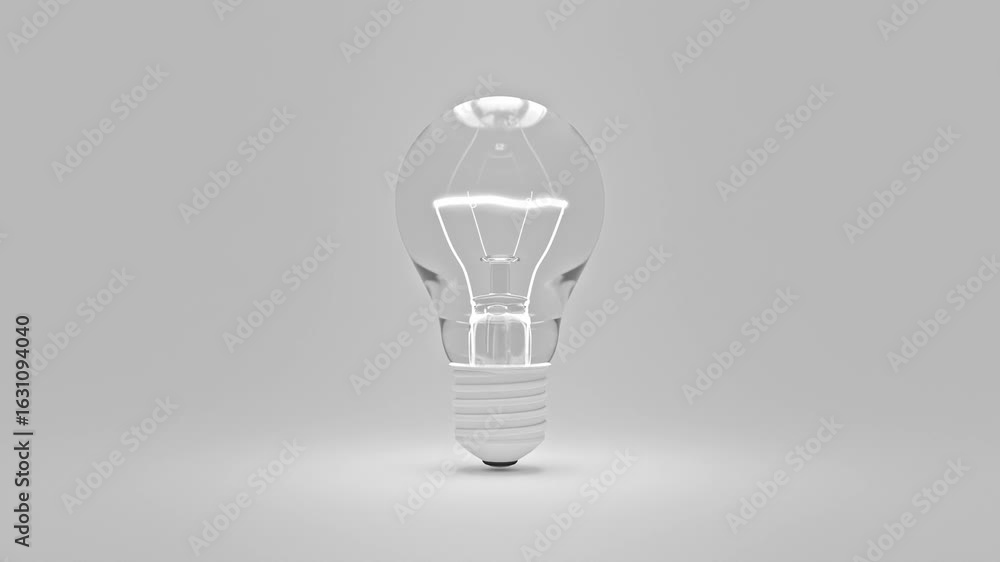Poster light bulb animation. switching between bright and opaque light bulbs. minimal idea concept. 3d rend