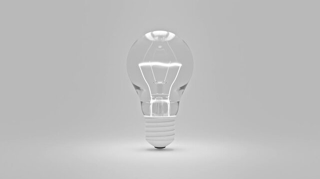 Light bulb animation. Switching between bright and opaque light bulbs. Minimal idea concept. 3D Render.