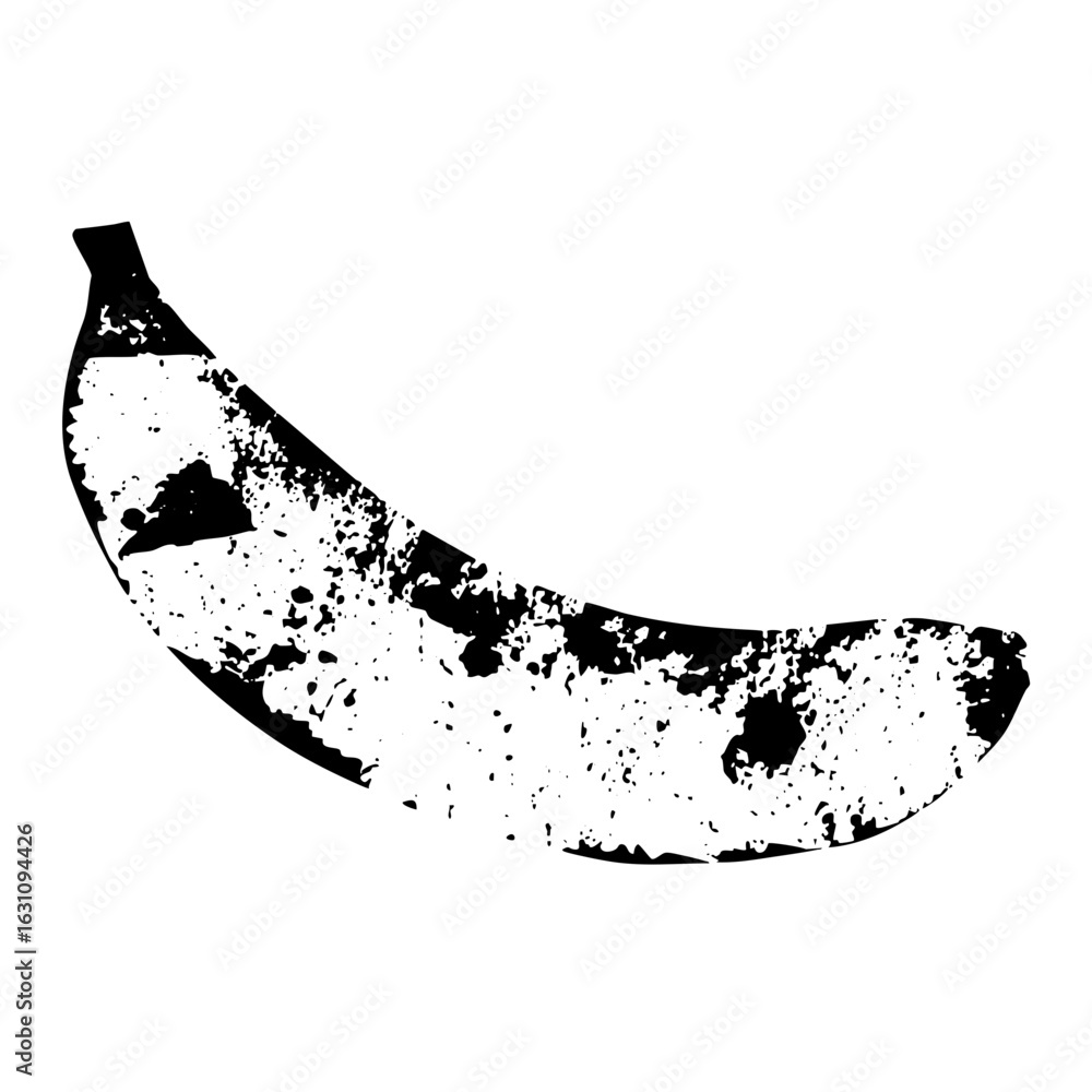 Poster Vector Distressed banana with a textured speckled appearance.