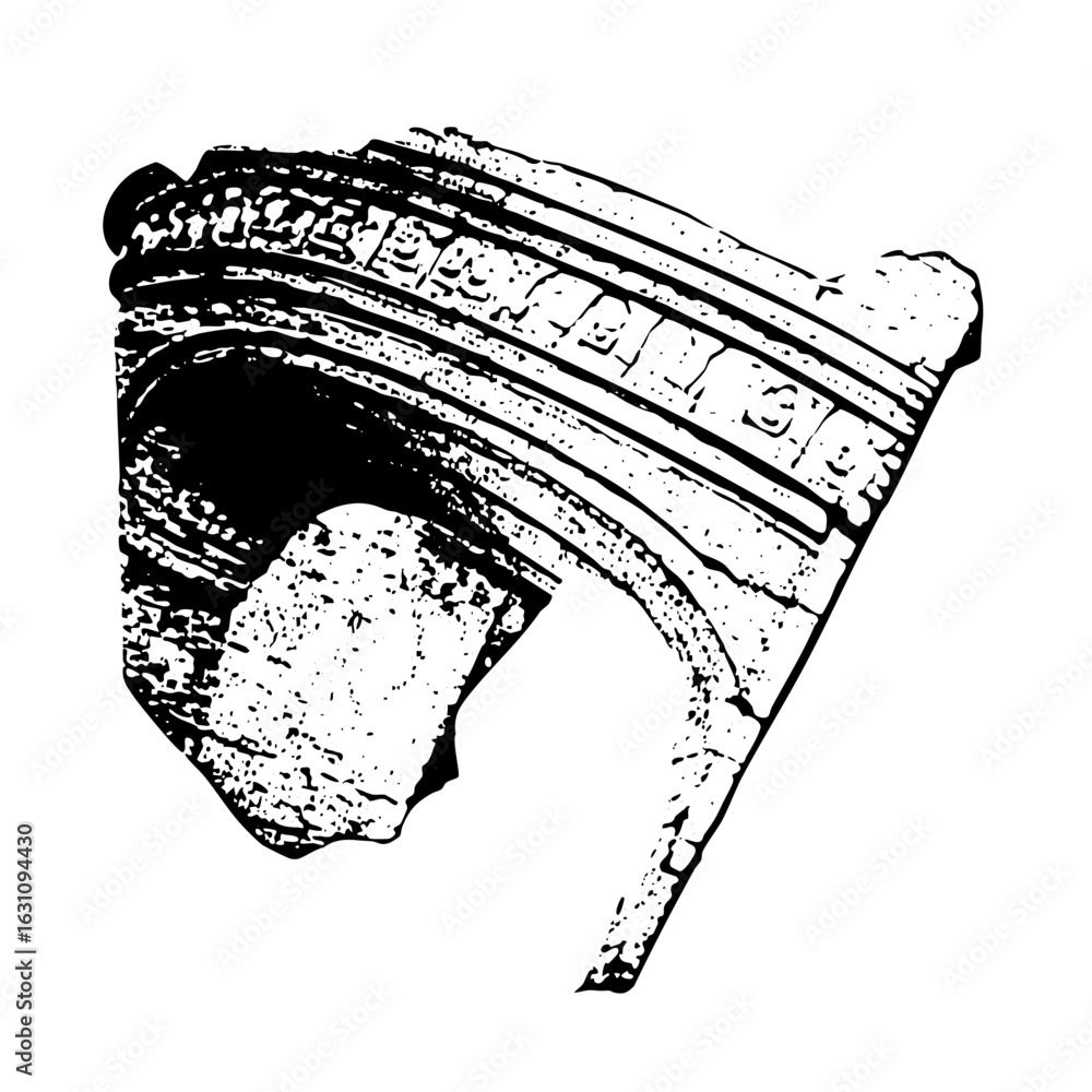 Poster vector ancient architectural fragment depicts a weathered stone archway.