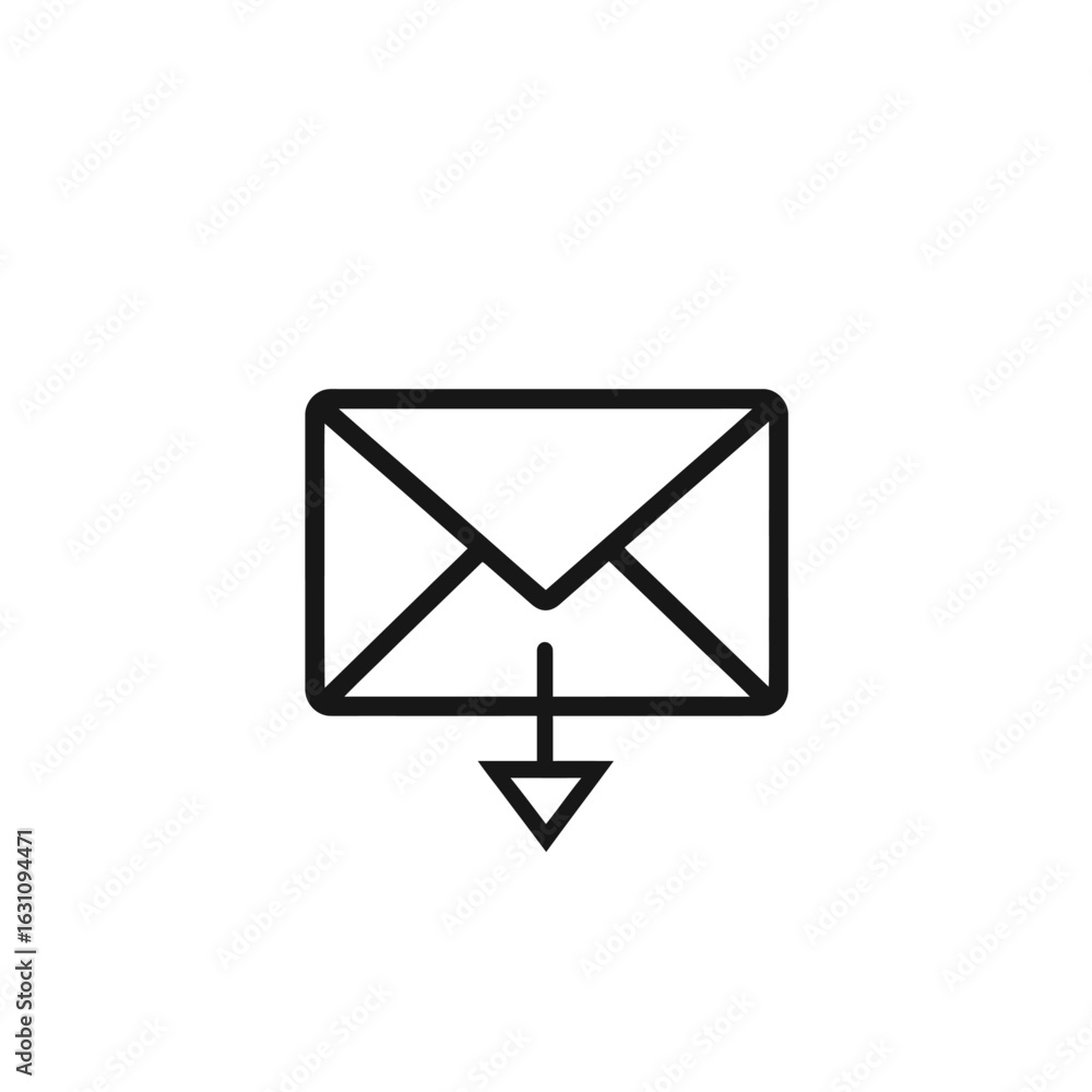 Poster send mail icon with arrow in outline style on transparent background