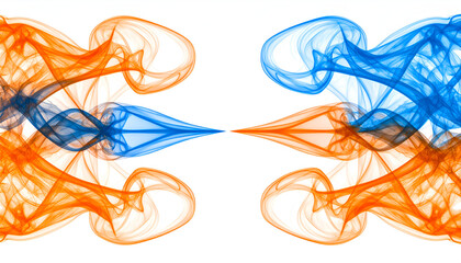 Abstract Blue Orange Smoke Design.