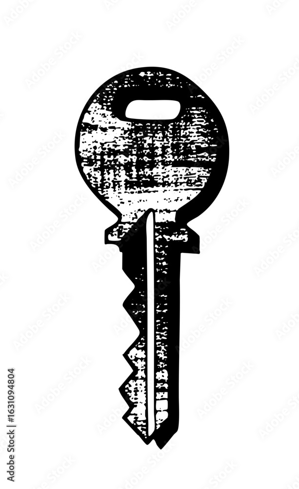 Poster vector detailed vector of a classic key with a circular head.