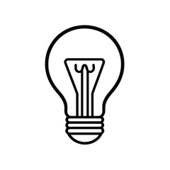 Simple Black and White Light Bulb Icon Design, Illustration on Isolated White Background