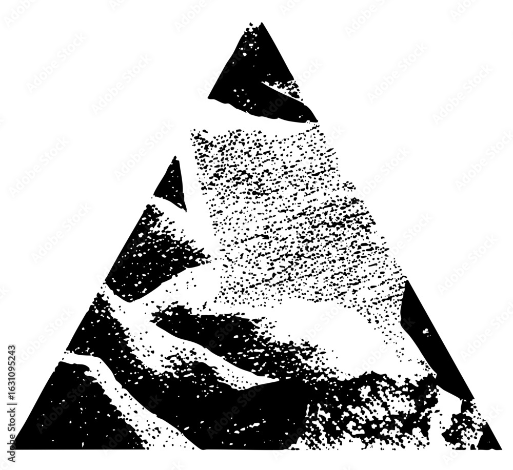 Poster vector abstract triangle with textured black and white elements.