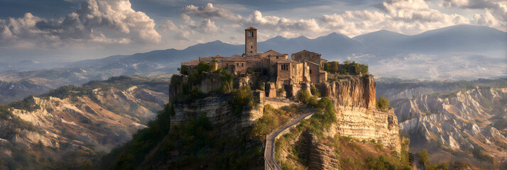 Majestic Hilltop Castle Overlooking Scenic Views, a Marvel of Architecture and History, Inspiring Wonder