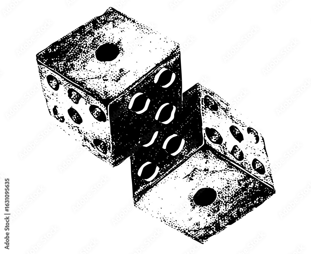 Poster vector stacked dice showcases a playful arrangement of numbered cubes.