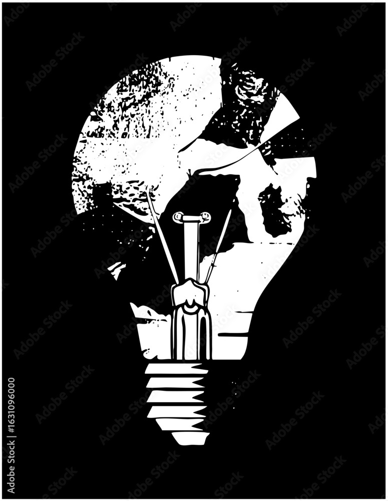 Poster vector intricate lightbulb with internal components