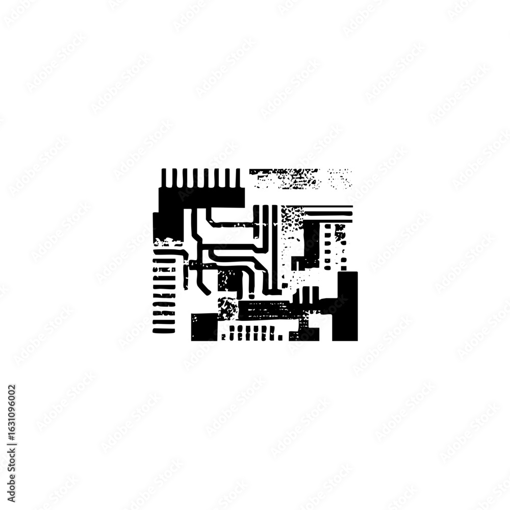 Poster vector complex circuit board with multiple connection pins.