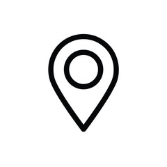 Simple Black Map Pin Icon, GPS Location Symbol on White Background