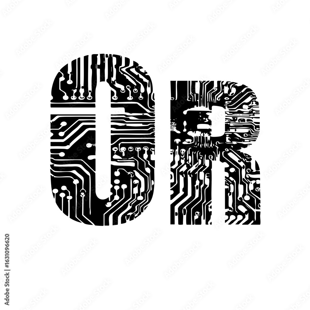 Poster vector circuit board typography: or letters in tech