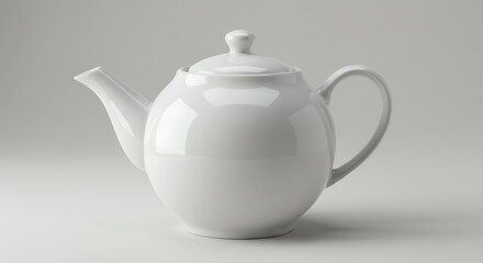 White porcelain teapot, neutral background.