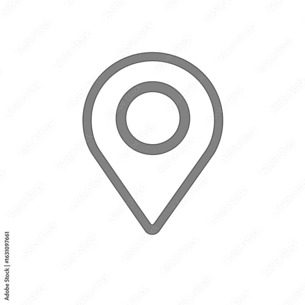 Poster Simple Location Pin Icon, Grey Color Pointer Symbol with Transparent Background