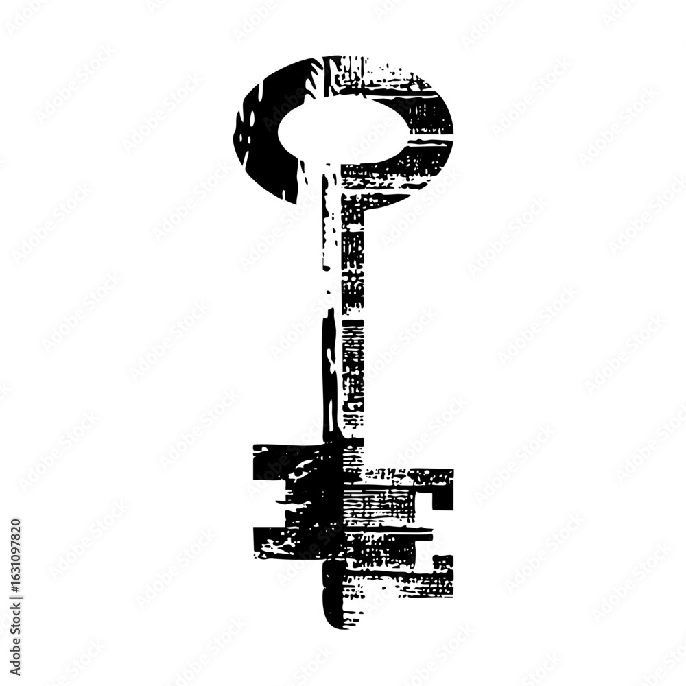 Poster vector abstract key with textured details.