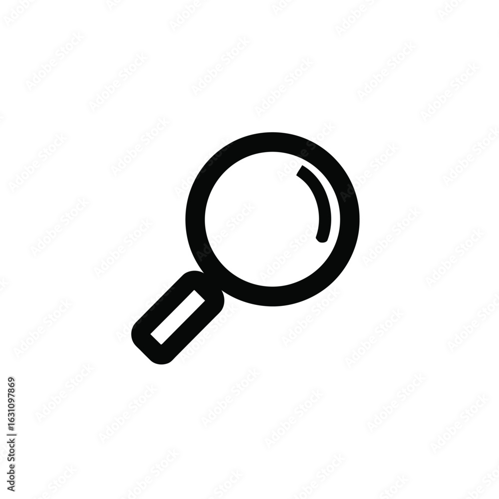 Aufkleber simple magnifying glass icon with handle on transparent background design