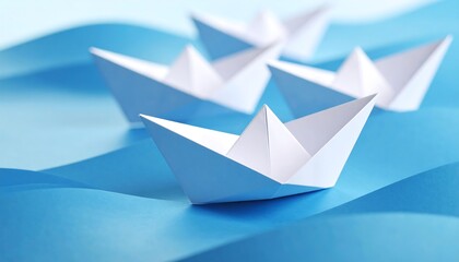 Paper ships on blue waves
