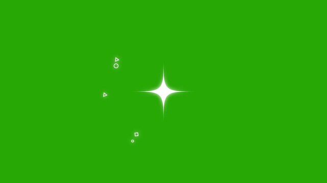Twinkle stars animation with sparkle, glow, and motion energy on green screen. Blinking doodle star vector particles with alpha, perfect for night sky or magical FX