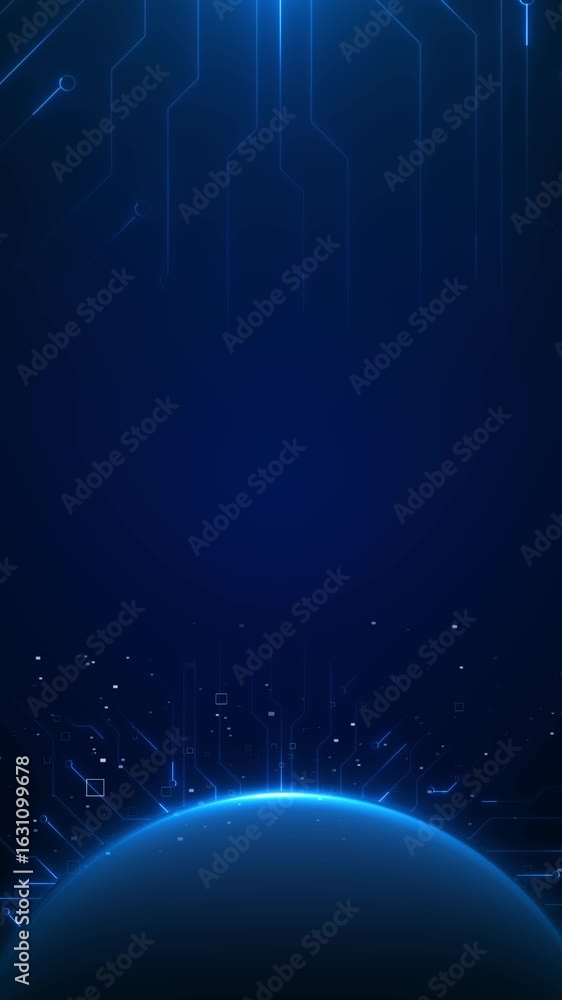 Aufkleber digital globe circuit futuristic earth rising with circuit lines and tech details floating data line