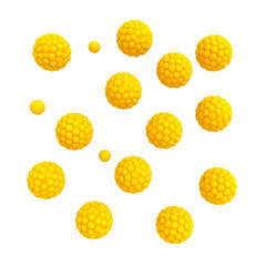 Cheerful yellow spheres cluster together creating a playful and textured abstract design element.