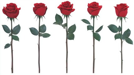 Naklejka premium Red Rose Stems: Floral Photography