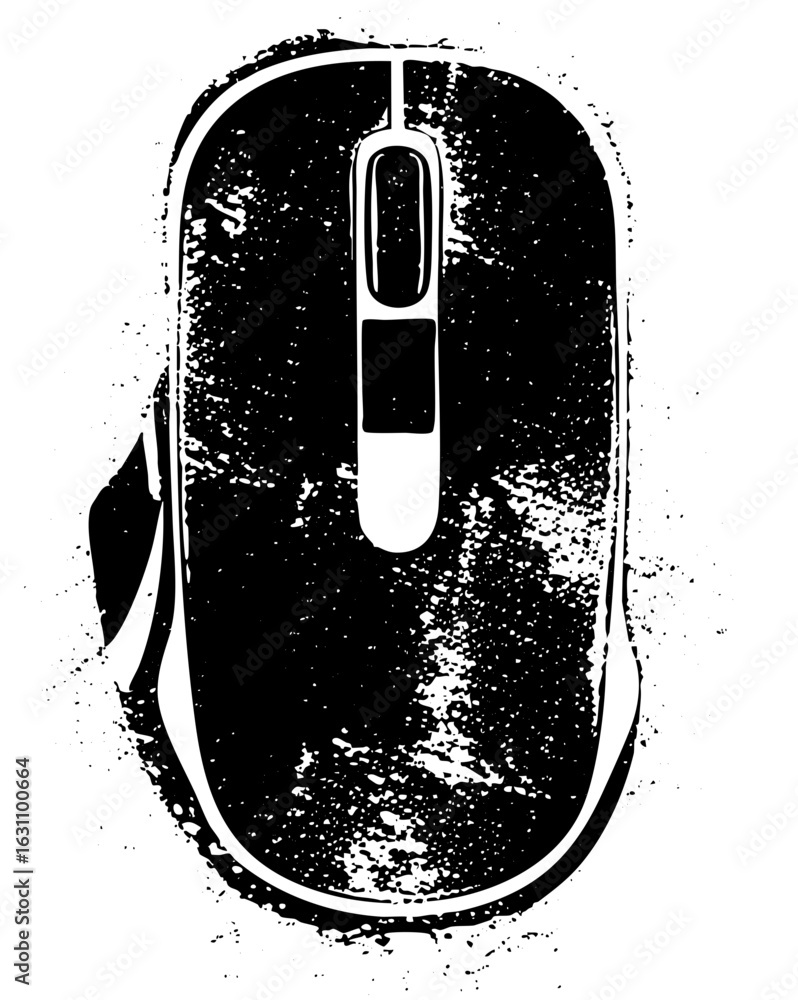Poster Vector Stylized computer mouse with distressed texture.