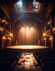 Empty grand theatre with spotlight