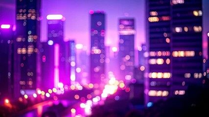 Purple pink cityscape blurred lights