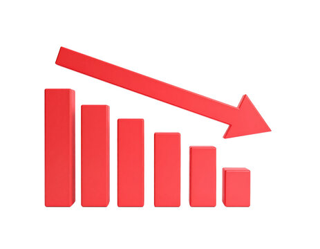 Decline graph arrow loss decrease recession chart on transparent background