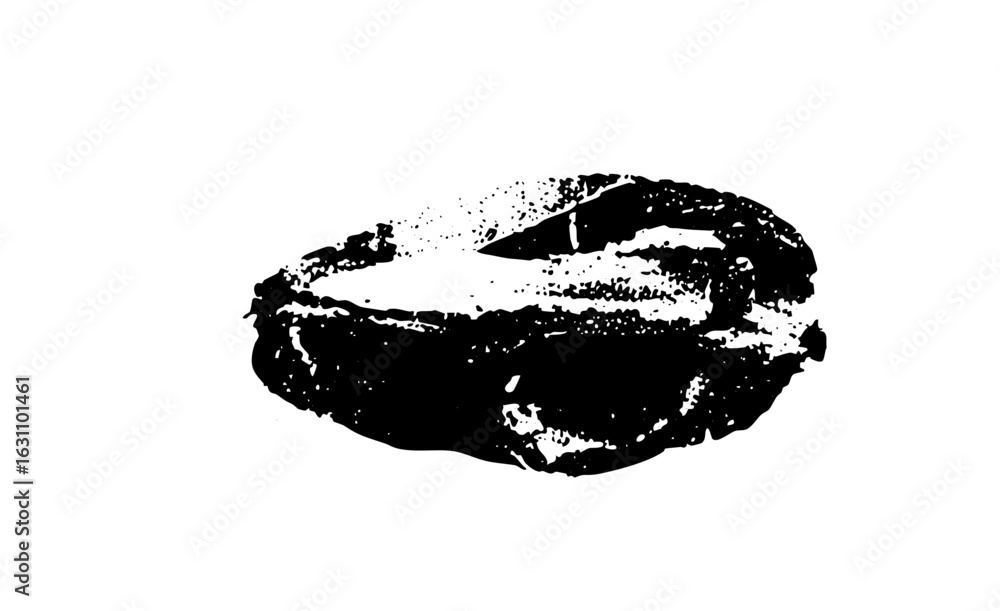 Poster vector abstract walnut kernel in monochrome style.