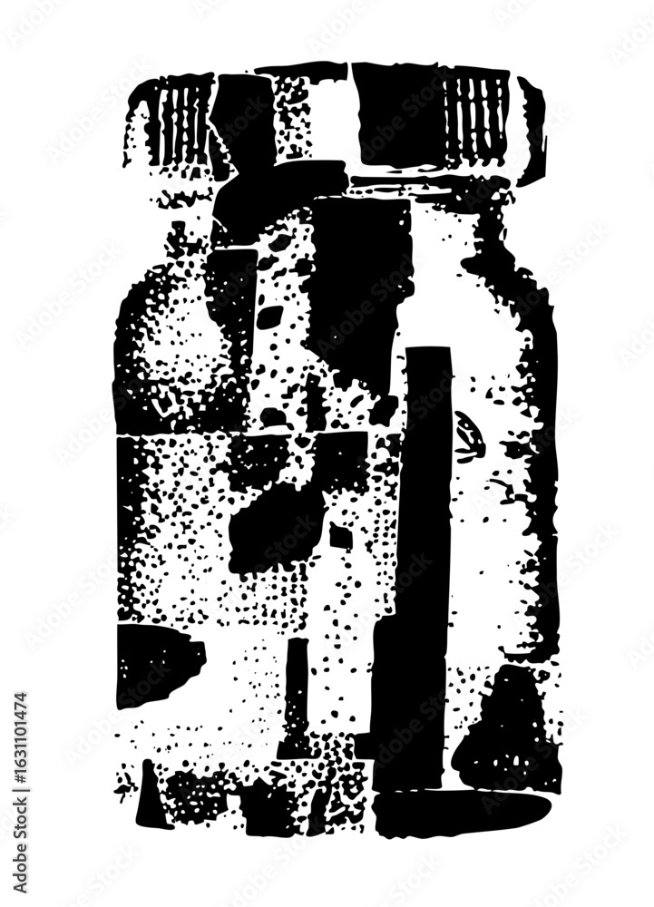 Poster vector abstract bottle with distressed texture.