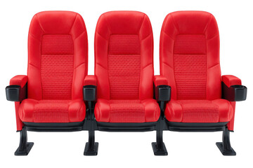 Fototapeta premium Three red cinema seats