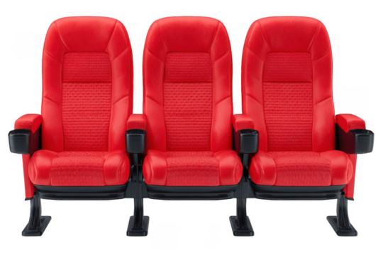 Three red cinema seats